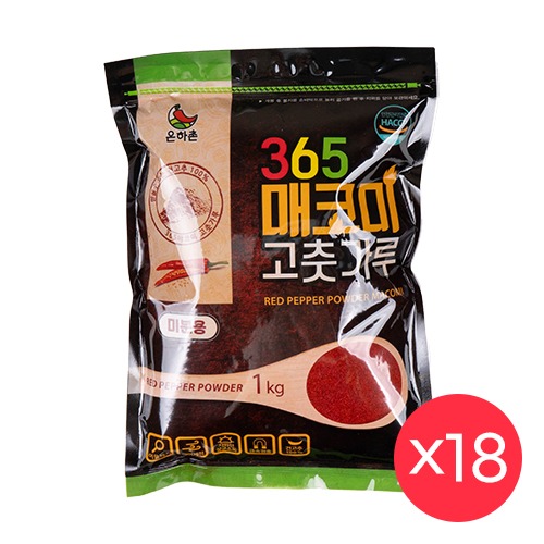 [은하촌] 365 매코미 굵은 고춧가루 1박스 (1kg x 18개입) 김치용 중국산